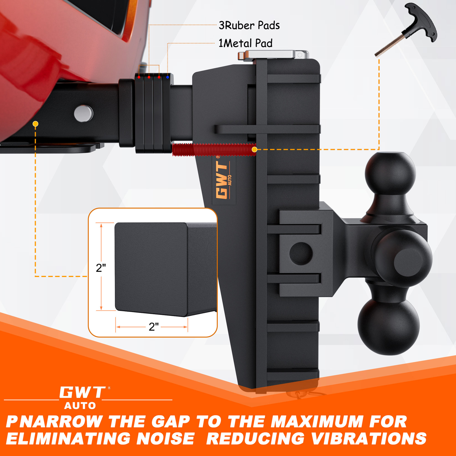 2'' Receiver Adjustable Trailer Hitch 8'' Drop Tow Hitch Tri-Ball Truck Hitch