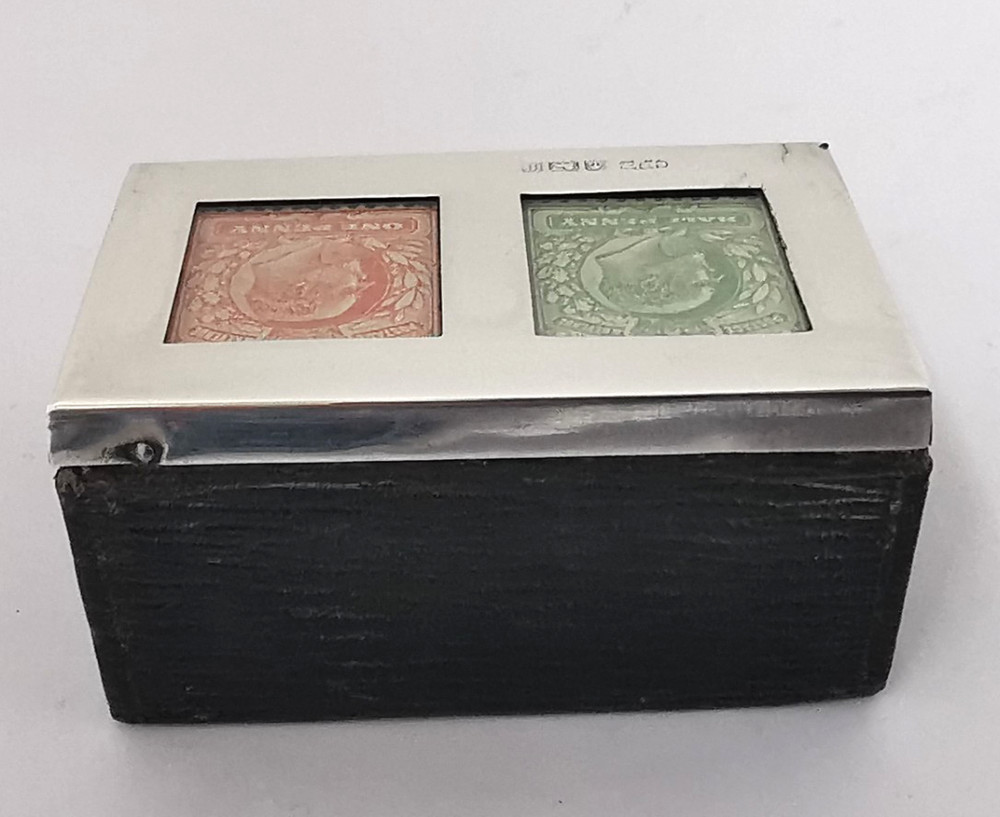 Antique Solid Silver Double Stamp Box - Birm. 1905.