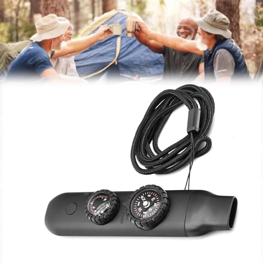Multifunction 7 in 1 Whistle with For Compass LED Light for Hiking Safety