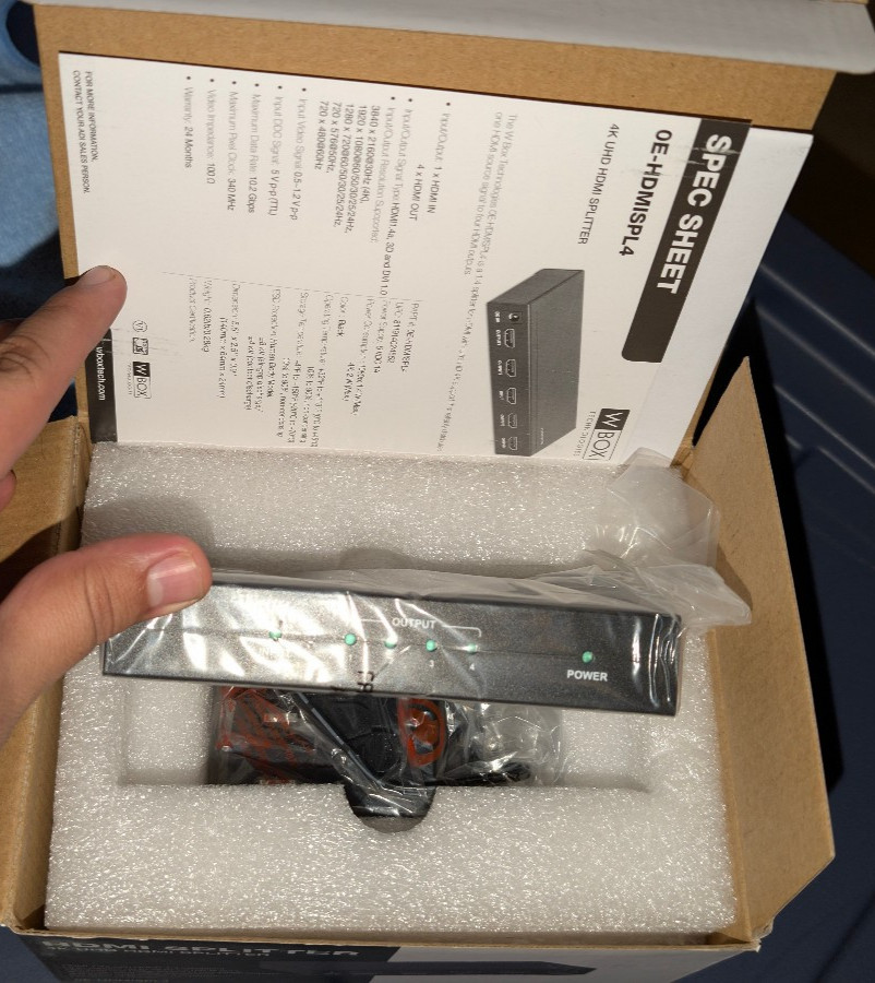 W Box Technologies 4K UHD HDMI Splitter 1x4 OE-HDMISPL2