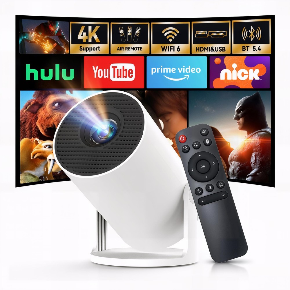 [Built-in Apps & 2026 Upgraded] Mini Projector with Wi-Fi 6 & Bluetooth 5.4, ...
