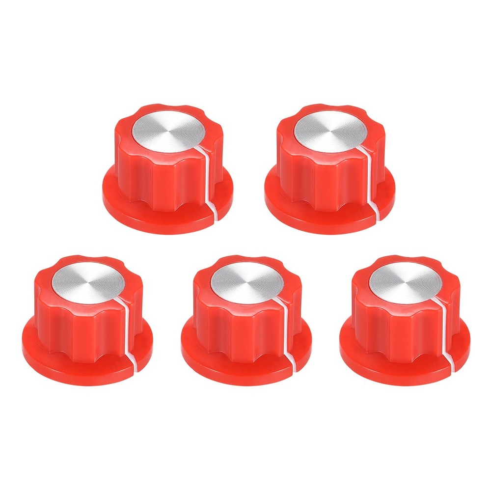 5pcs 6.4mm Shaft Hole Potentiometer Control Rotary Knobs Effect Pedal Knobs Red