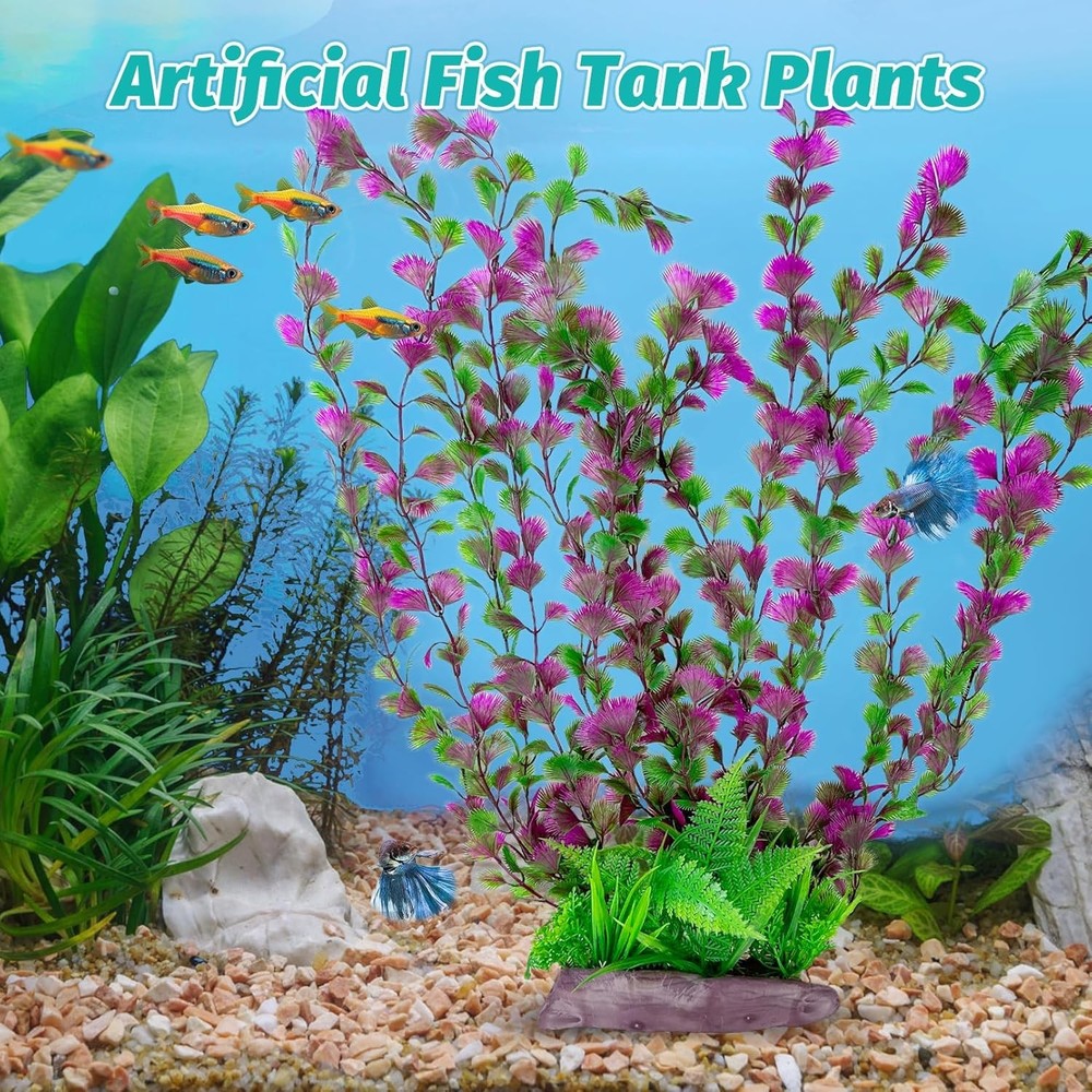 Hamiledyi Aquarium Plastic Plants Decor Artificial Fish Tank B