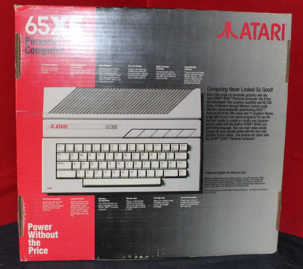 Atari 65XE Personal Computer Tested Working w/ Games and Cables AO4077664