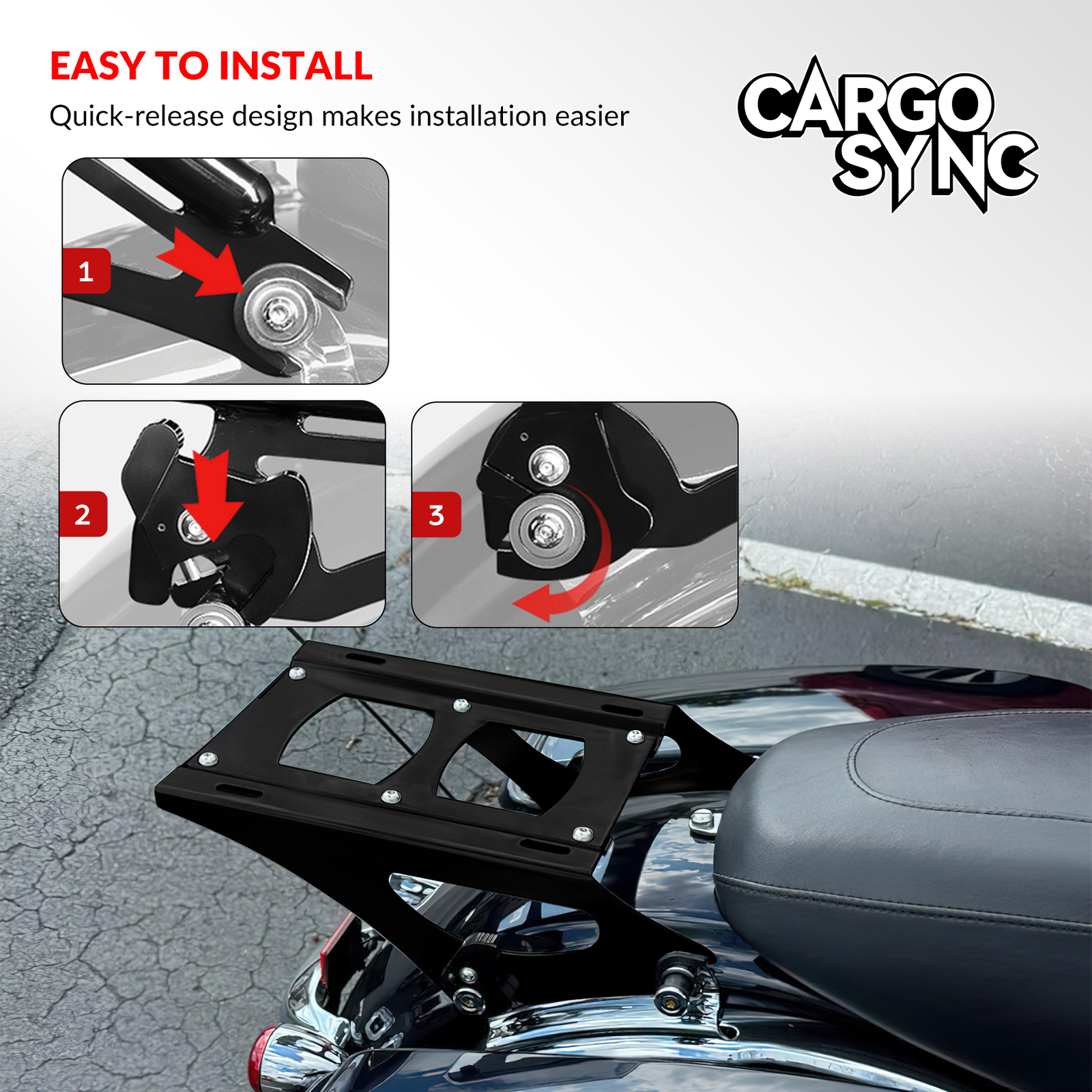 Razor Trunk with Slim Backrest Mount Rack Fit For Harley Touring Glide 14-25