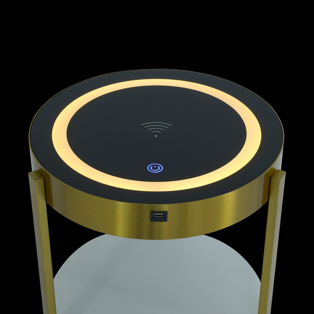 LED Nightstand Bedside Table with Drawers USB & Charging Station End Side Table