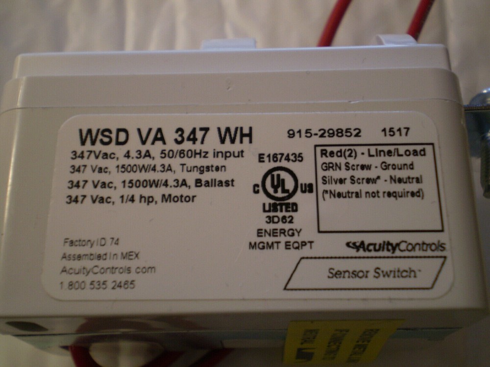 WSD VA 347 WALL SWITCH SENSOR VACANCY ONLY ACUITY CONTROLS