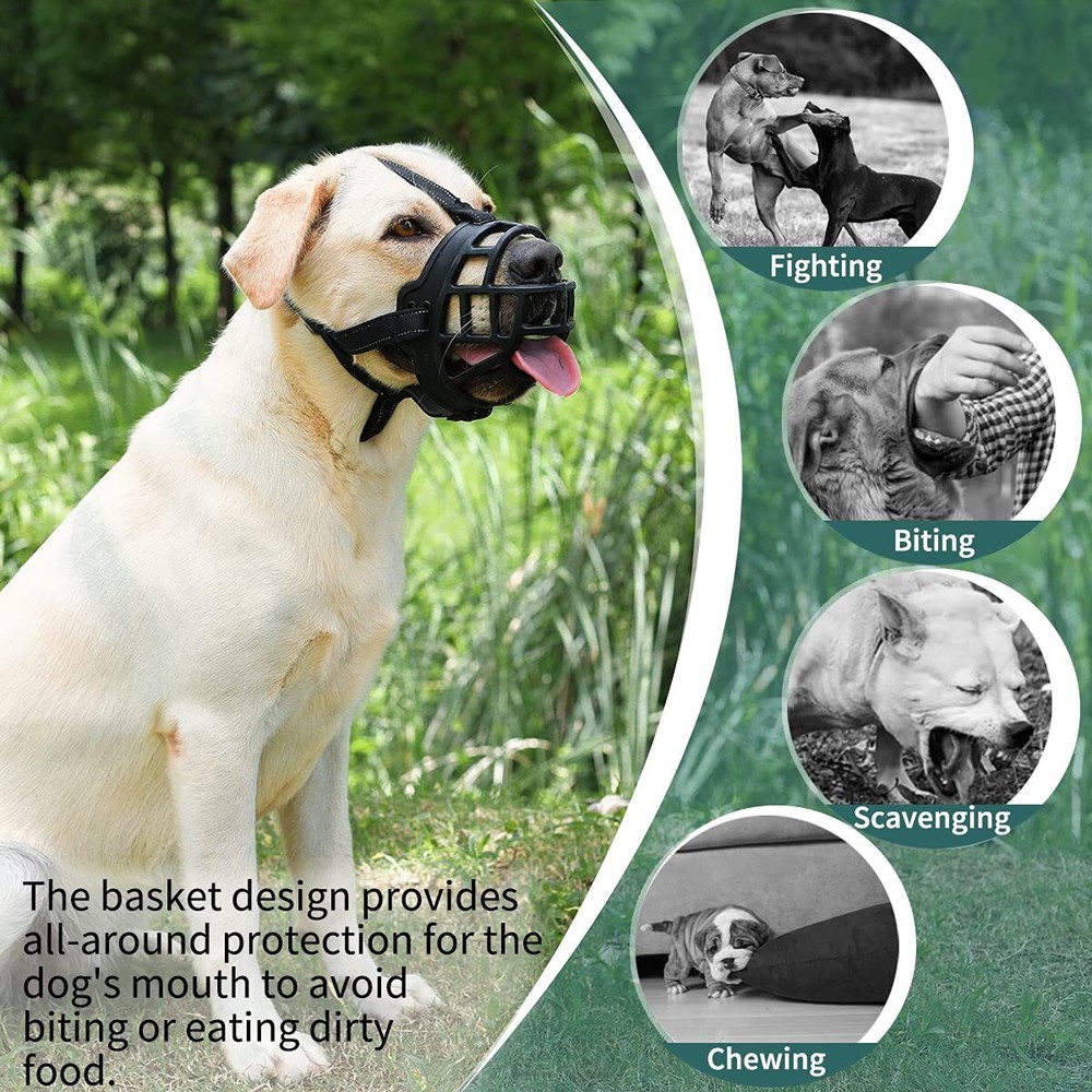 Dog Muzzle Silicone Basket Muzzle for Small Medium Large Dogs Soft Cage Muzzl...