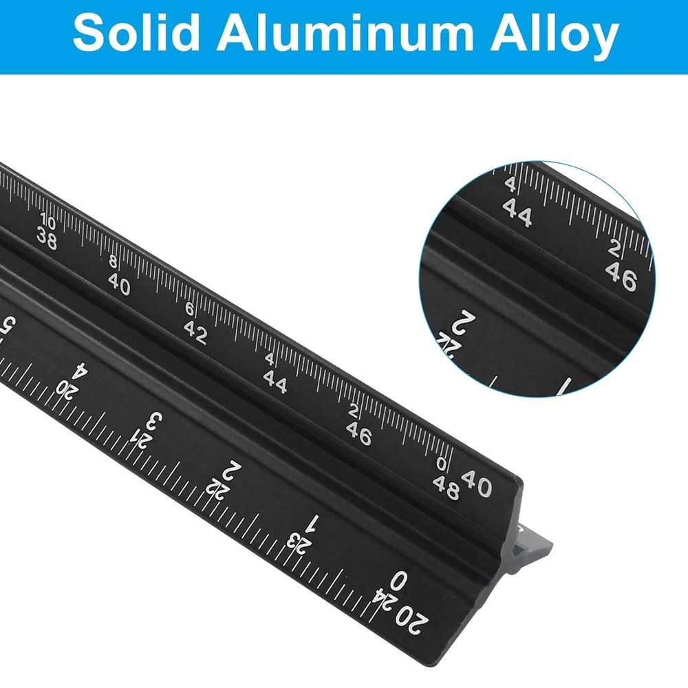 Piutouyar 12 Inch Engineer Scale Ruler, Metal Engineering Ruler Aluminum Laser-E
