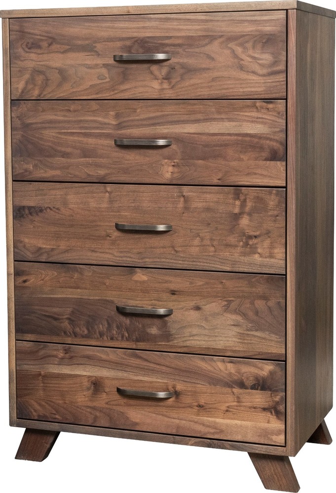 Rustic Walnut Platform Bedroom Set Solid Wood Modern 5 Piece