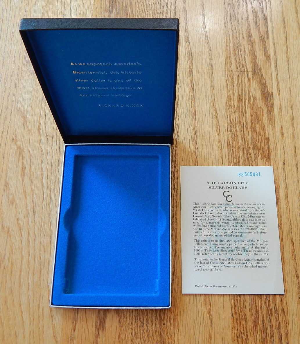 GSA Black Box & COA for 1883-CC Morgan Silver Dollar - Empty No Carson City Coin