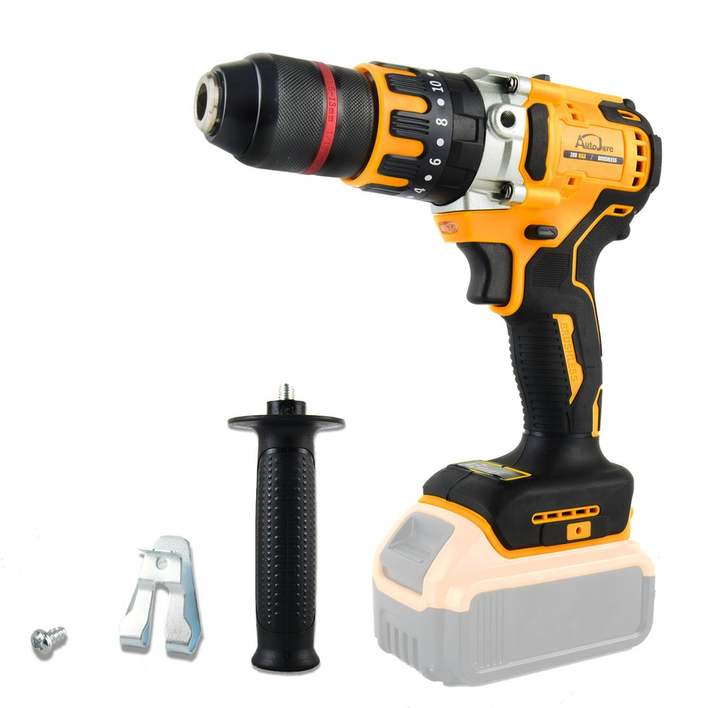 1/2" Cordless Drill Driver for Dewalt 20V Battery, Brushless Compact Drill Tool