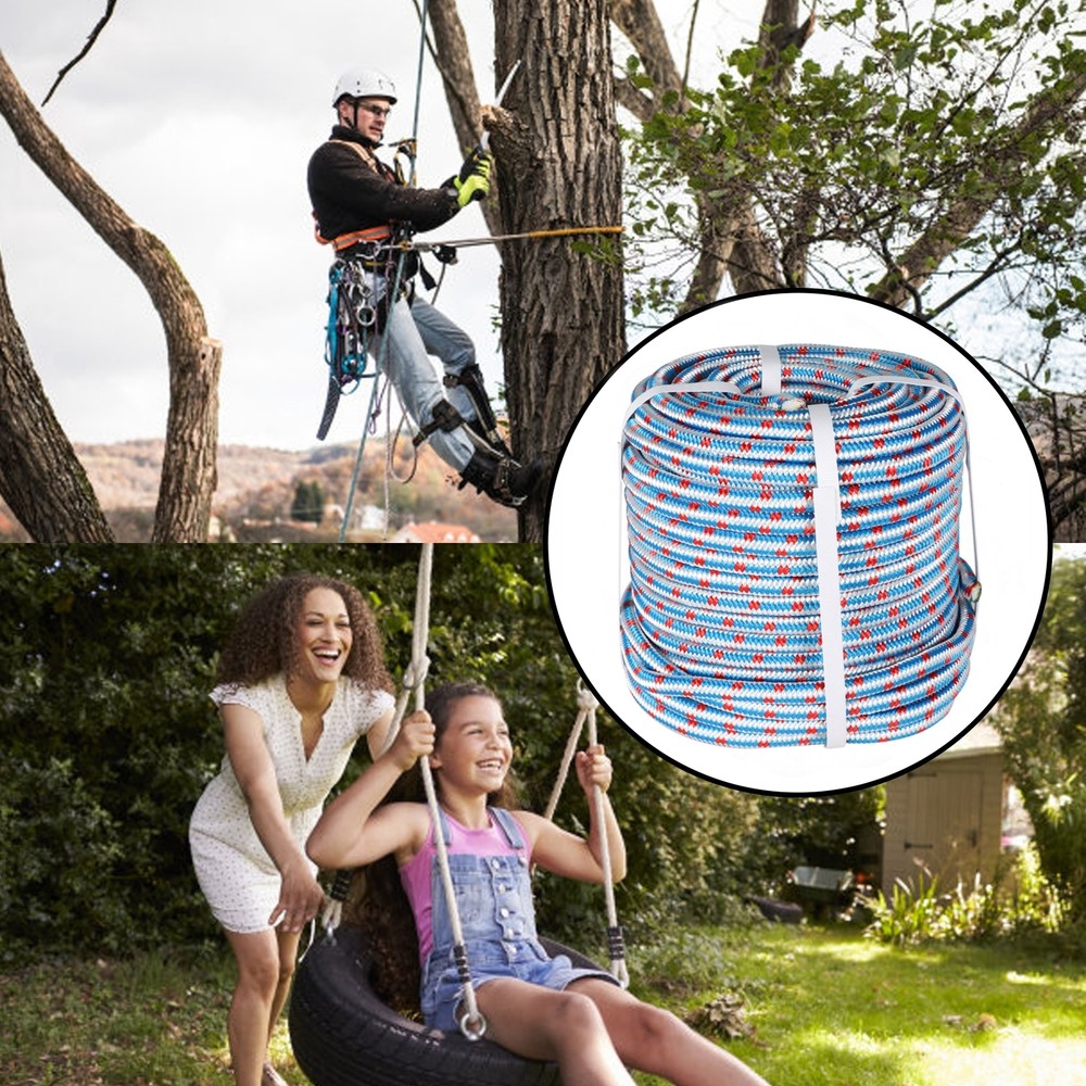 16 Strand 1/2" × 100' Braided Polyester Nylon Core Arborist Tree Climbing Rope