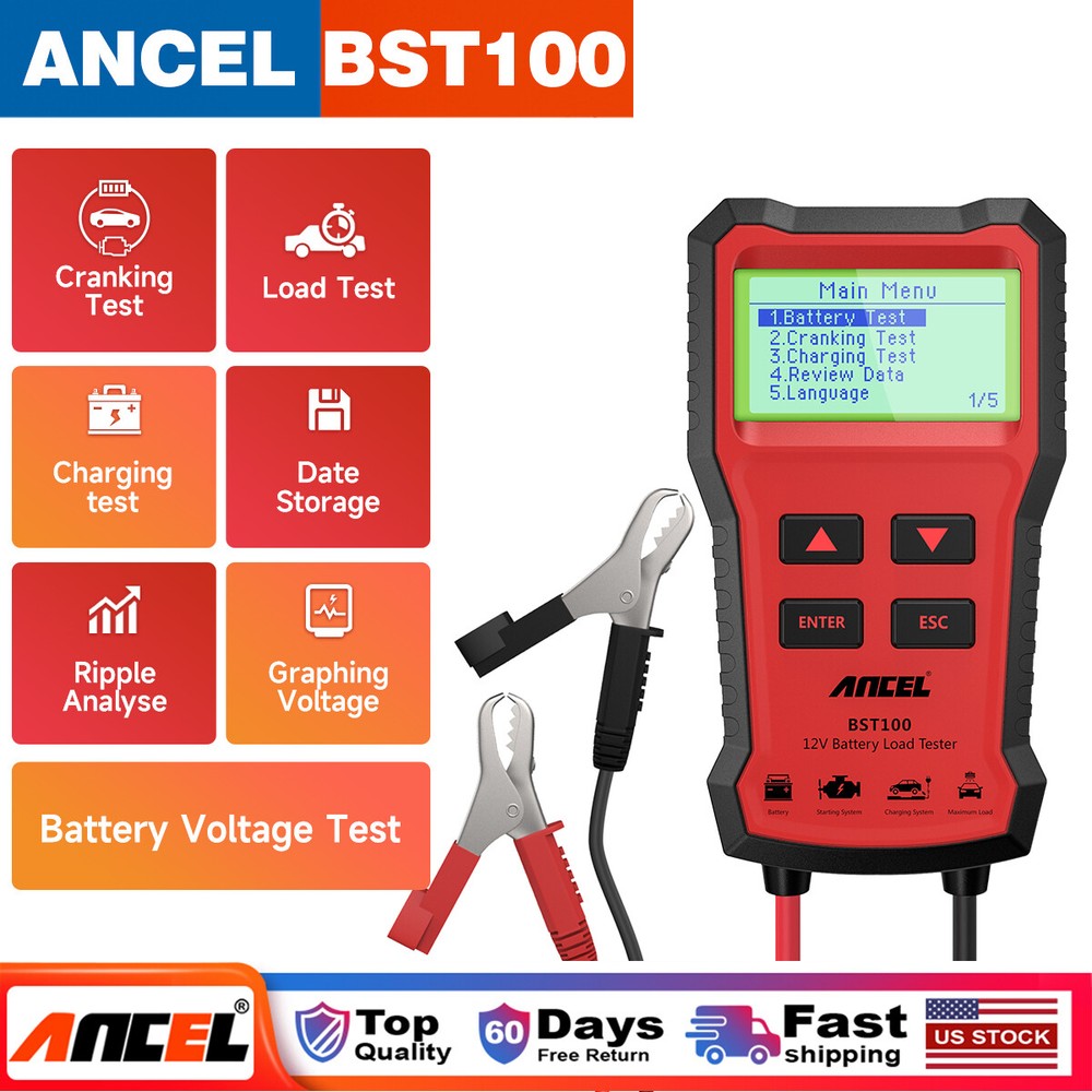12V Car Battery Load Tester 100-2000 CCA Alternator Charging Cranking Analyzer