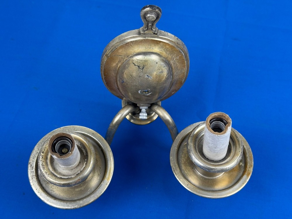 C.1920 Signed HANDEL Sconce Light Fixture, Brass & Silver Plated, Elegant!