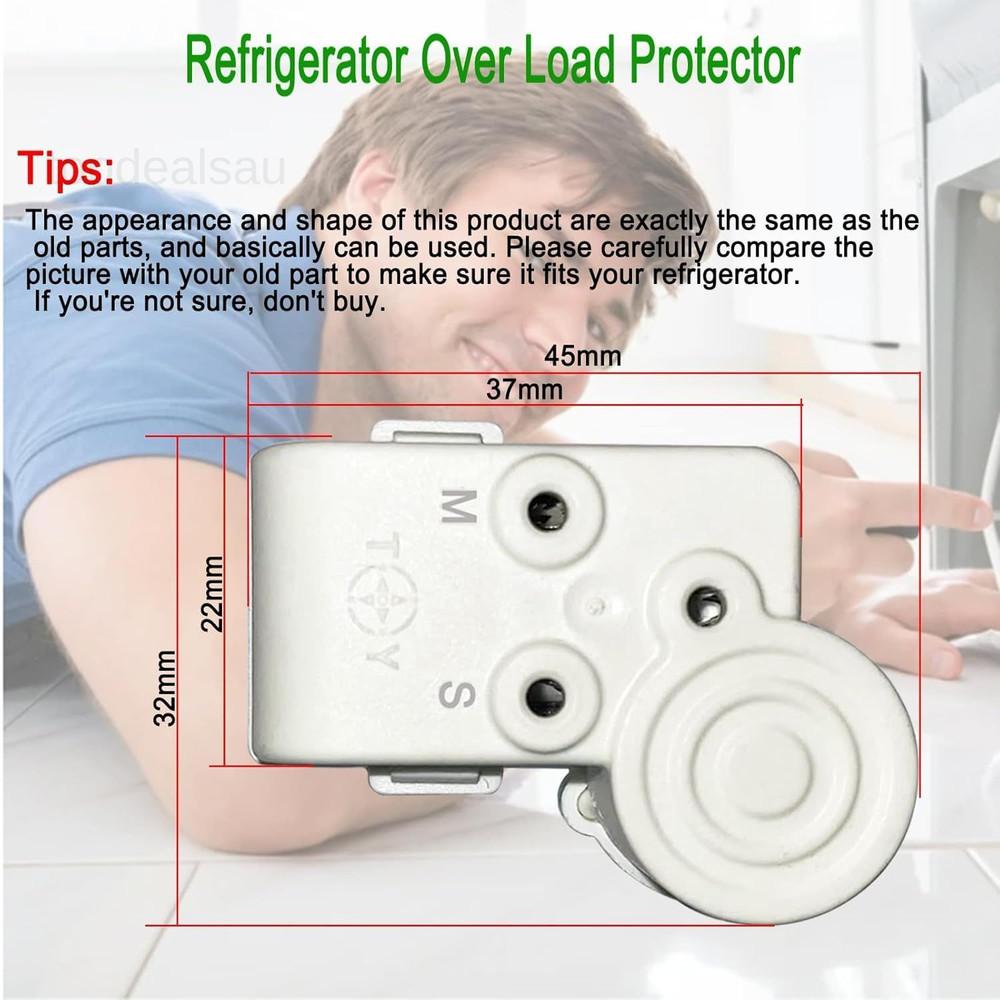 Refrigerator Freezer Compressor PTC Starter Relay, 4 Pins Over Load Protector