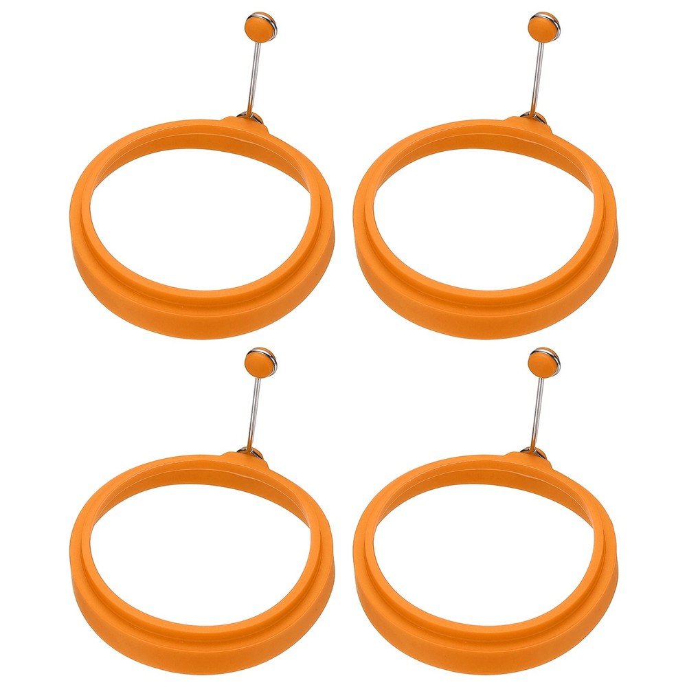 4 Pcs Round Egg Rings, Silicone Egg Pancake Rings Set, Orange