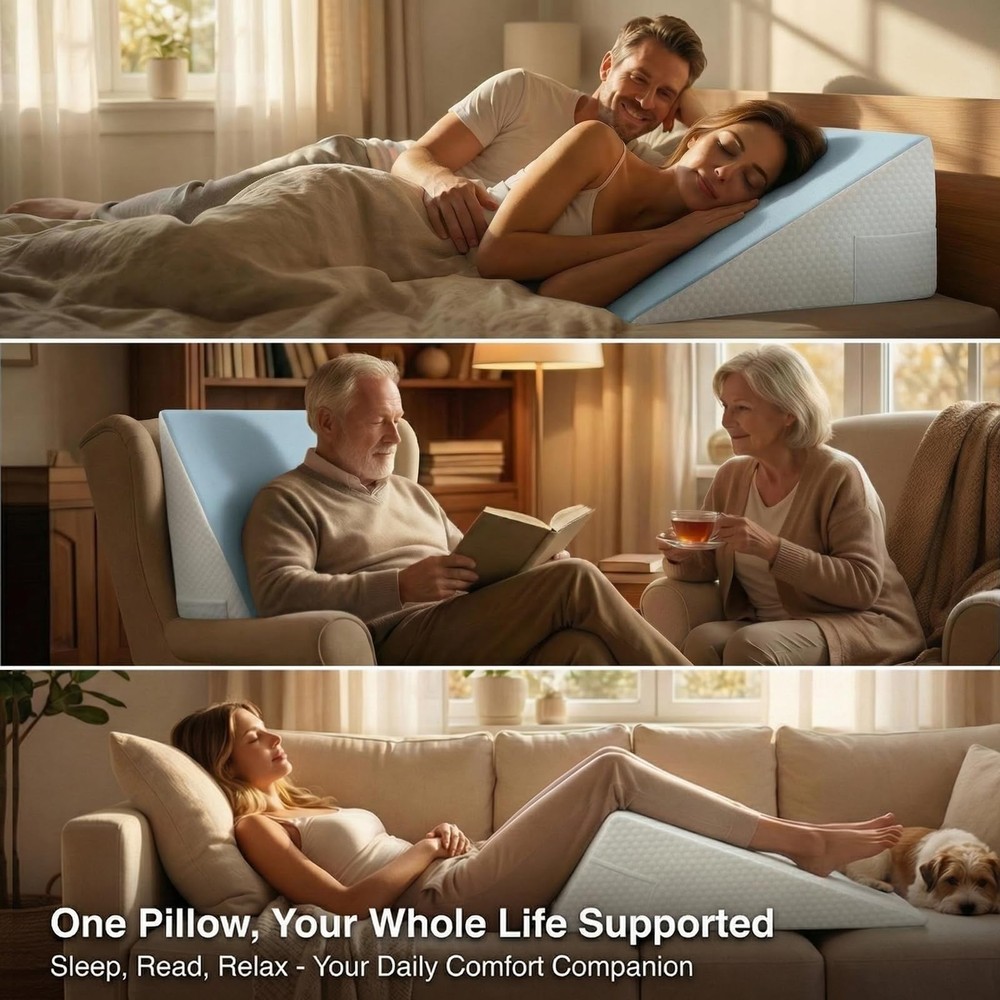 Sleep Better Tonight - 12 Memory Foam Wedge Pillow Blue