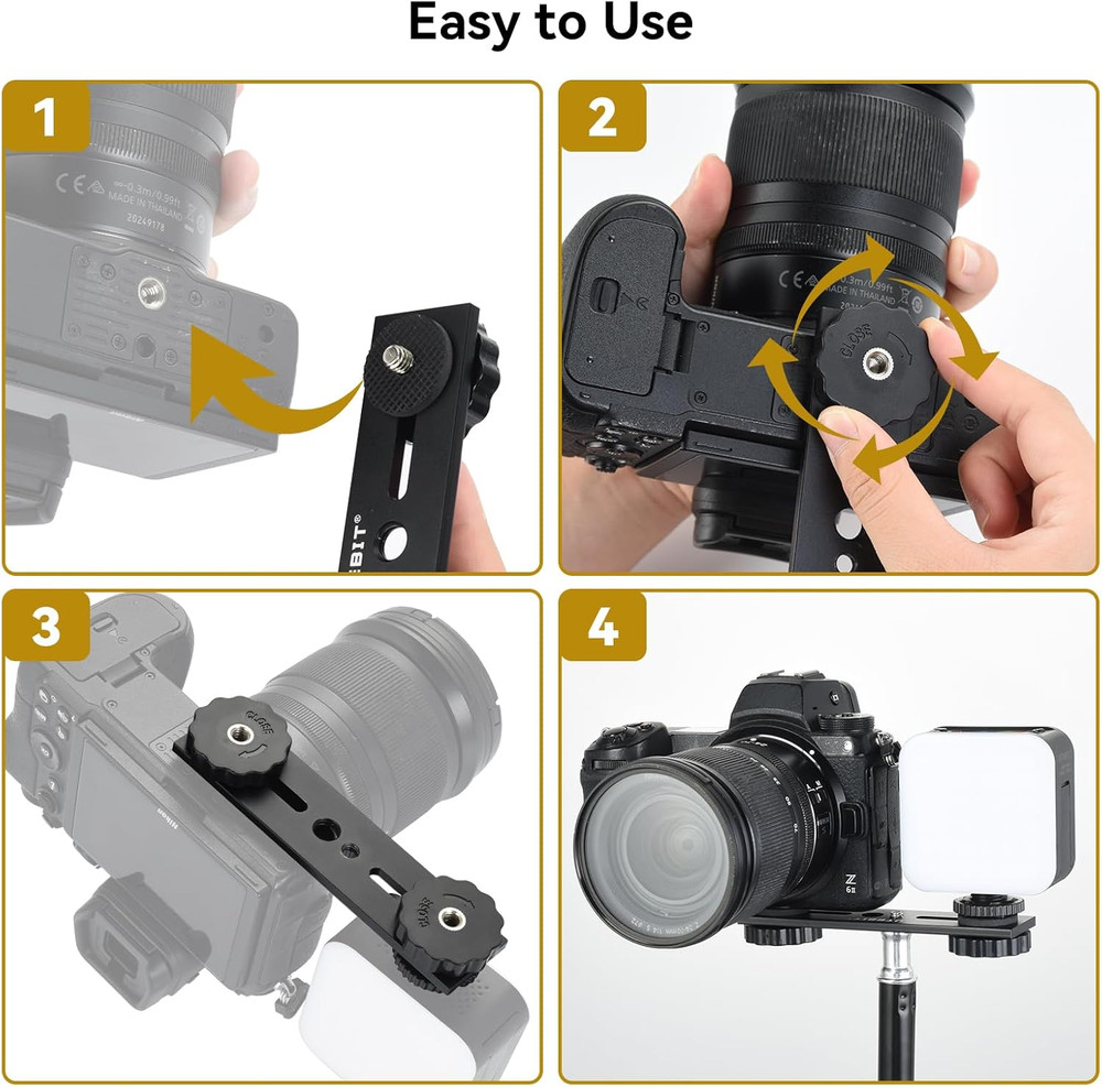 5 Inch Flash Bracket, Long Dual Camera Mount Flash Bracket Extension Bar with 1/