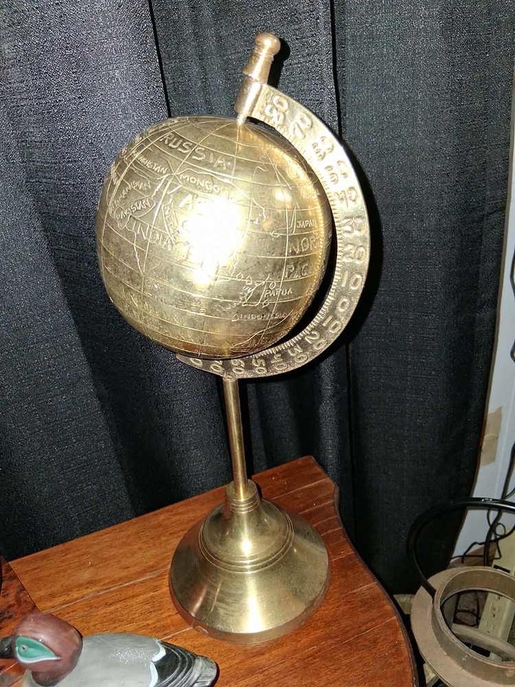 MARITIME NAVIGATIONAL SOLID BRASS WORLD GLOBE