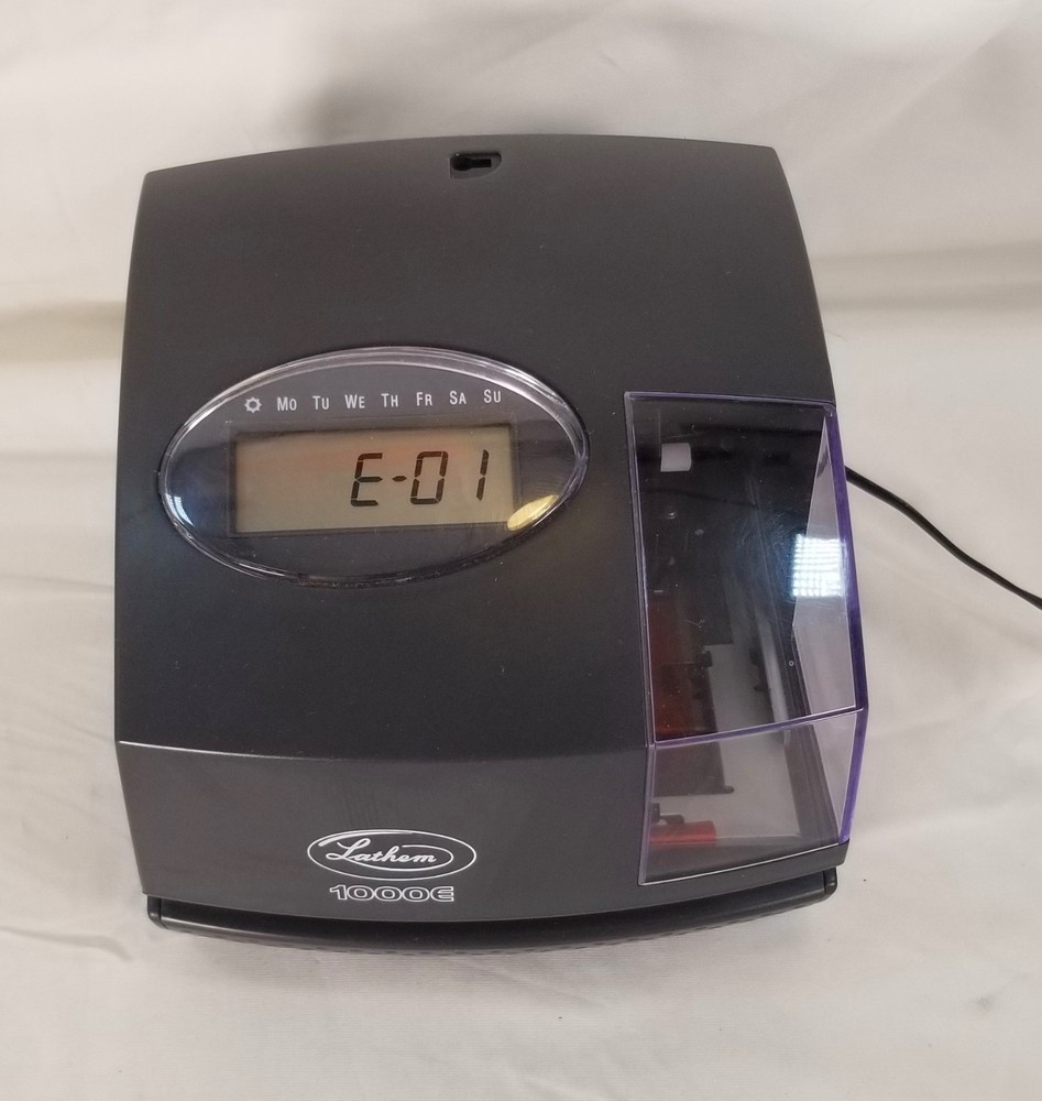 Lathem 1000E Electronic Time Recorder Time Clock/Document Stamp w/ AC Adapter