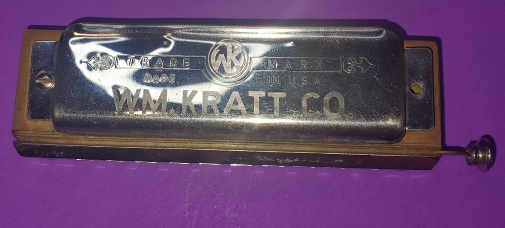Vintage WM. Kratt Co. Super 40 Chromatic Harmonica with Case! Missing one screw.