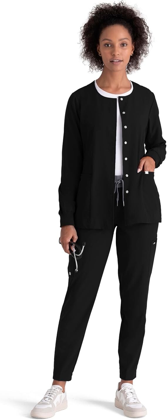 GREYS ANANTOMY SCRUB JACKET 2407 IN BLACK, WHITE, NAVY, GRAPHITE AND ROYAL  NWT