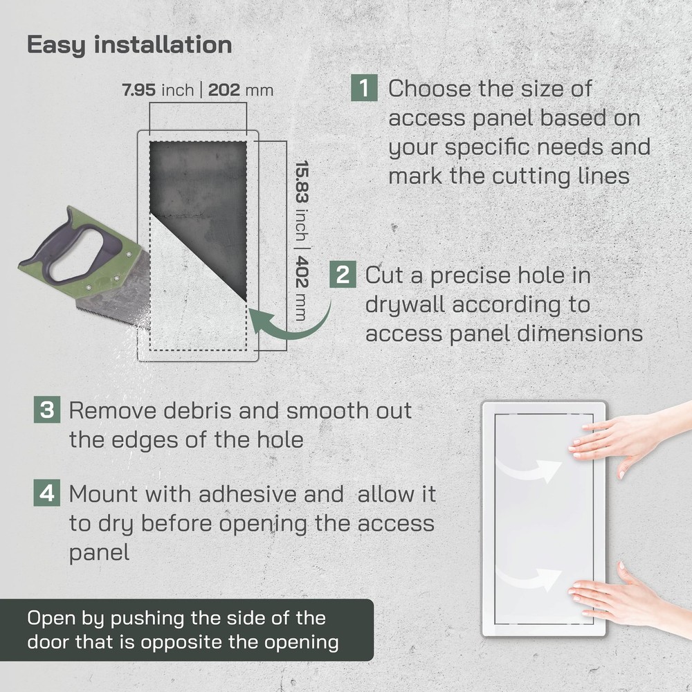 White ABS Plastic Access Panel 8 x 16 Inch (Cut-Out) - Access Panel with Door...
