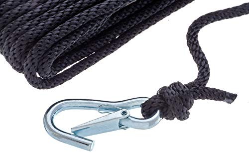 11742-7 Solid Braid MFP Anchor Line, Black, Spring Hook, 3/8-Inch x 50-Feet