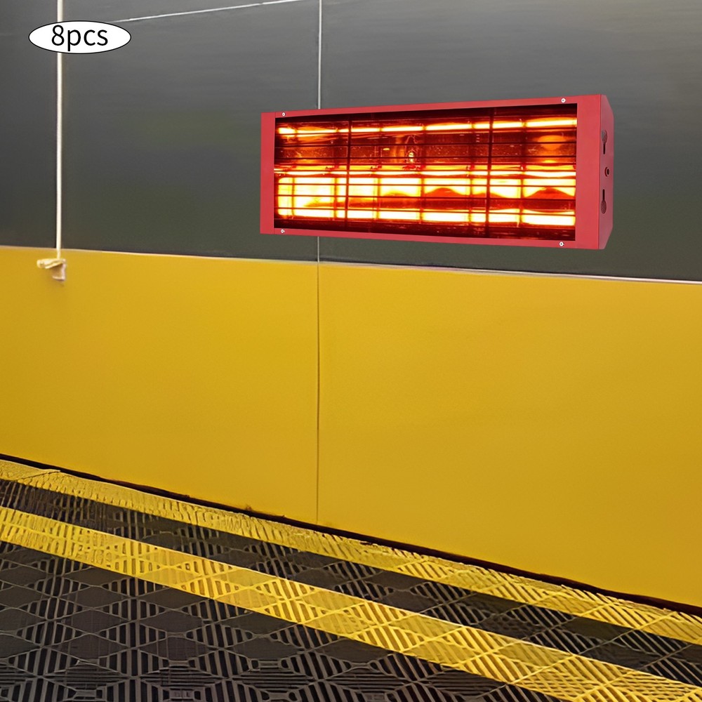 8 Pack 2000W Spray Baking Booth Infrared Paint Curing Light Heating Lamp Heaters