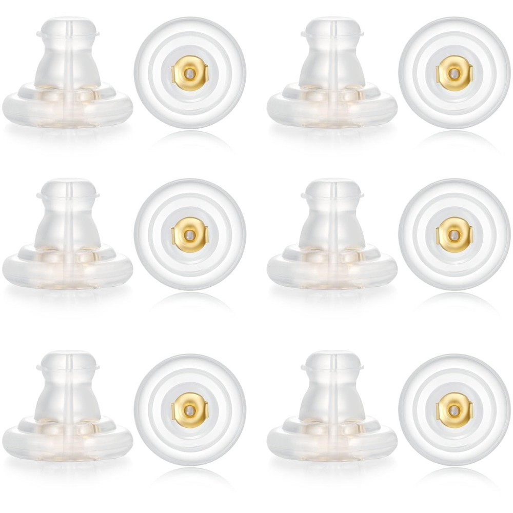 12pcs Big Silicone Earring Backs Replacements, 18K Gold Plated Earring Backs ...