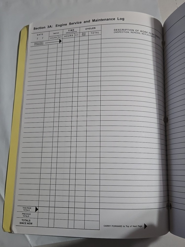 Aircraft Technical Record Section 3 Engine Log Book