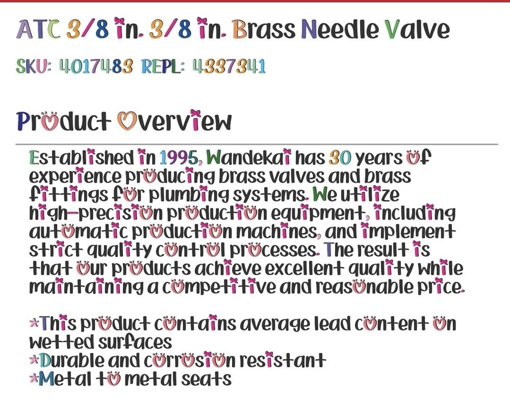 ATC 3/8" Brass Needle Valve