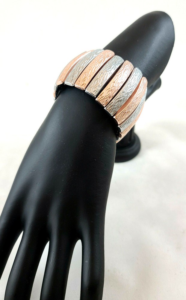 Retro Stretch Bracelet Copper/ Silver Tones