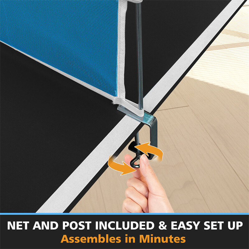 8FT Black Mid-Size Foldable Table Tennis Conversion Top Ping Pong Table Indoor