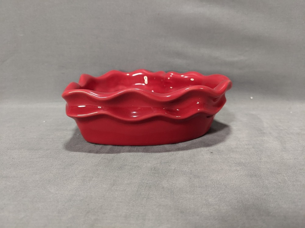 Crate & Barrel Heart Shape Ceramic Baking Dish Red Made in China EUC