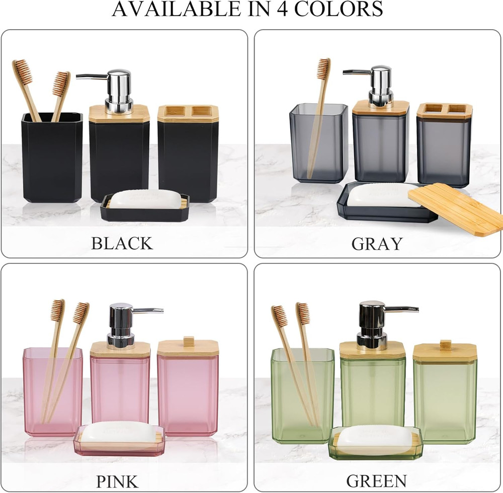 Bathroom Accessories Set 7 Piece Bath Ensemble Includes Soap Dispenser, Toothbru
