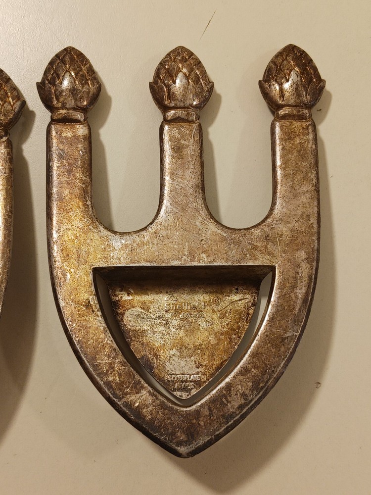 Vintage Sheffield Silver Co Italy Bookmark Spoon Rest Pinecone Acorn Trident
