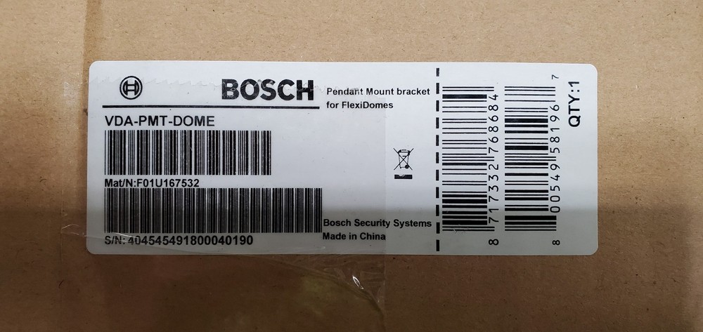 Bosch Pendant Mount Bracket VDA-PMT-DOME for Flexidome Security Camera