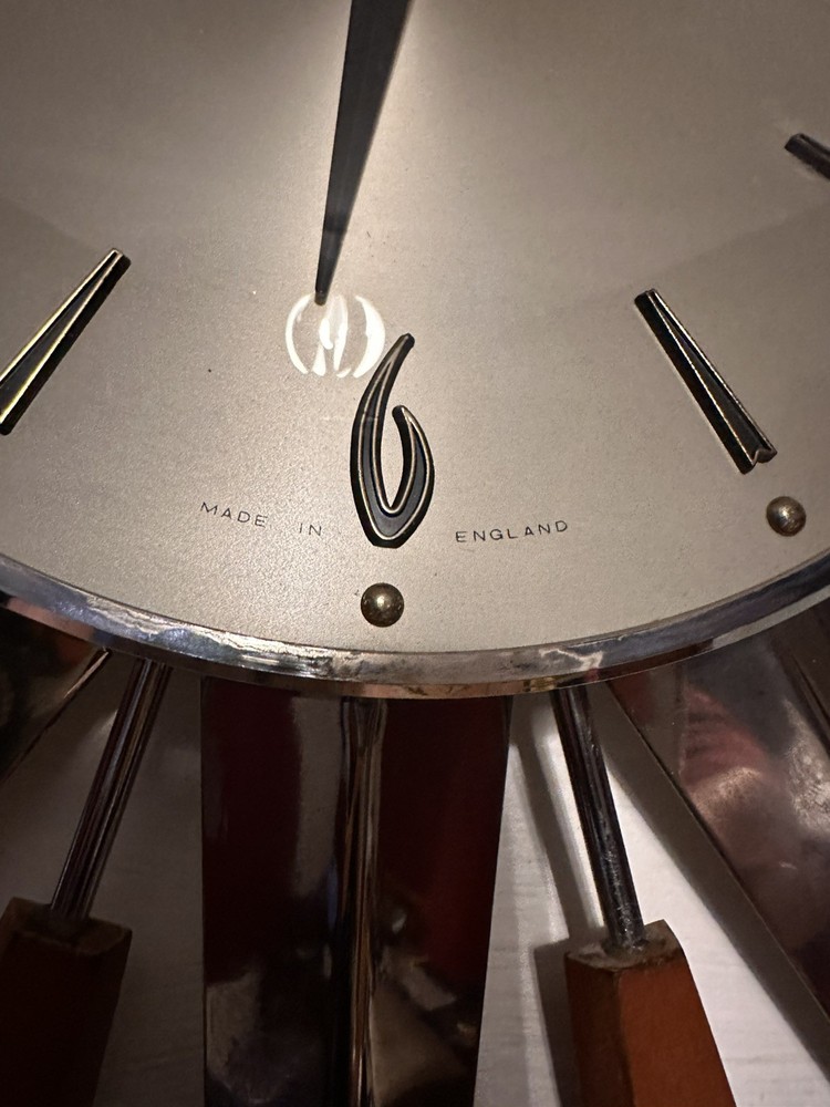 Metamec Sunburst Clock Silver version Working VGC 60’s