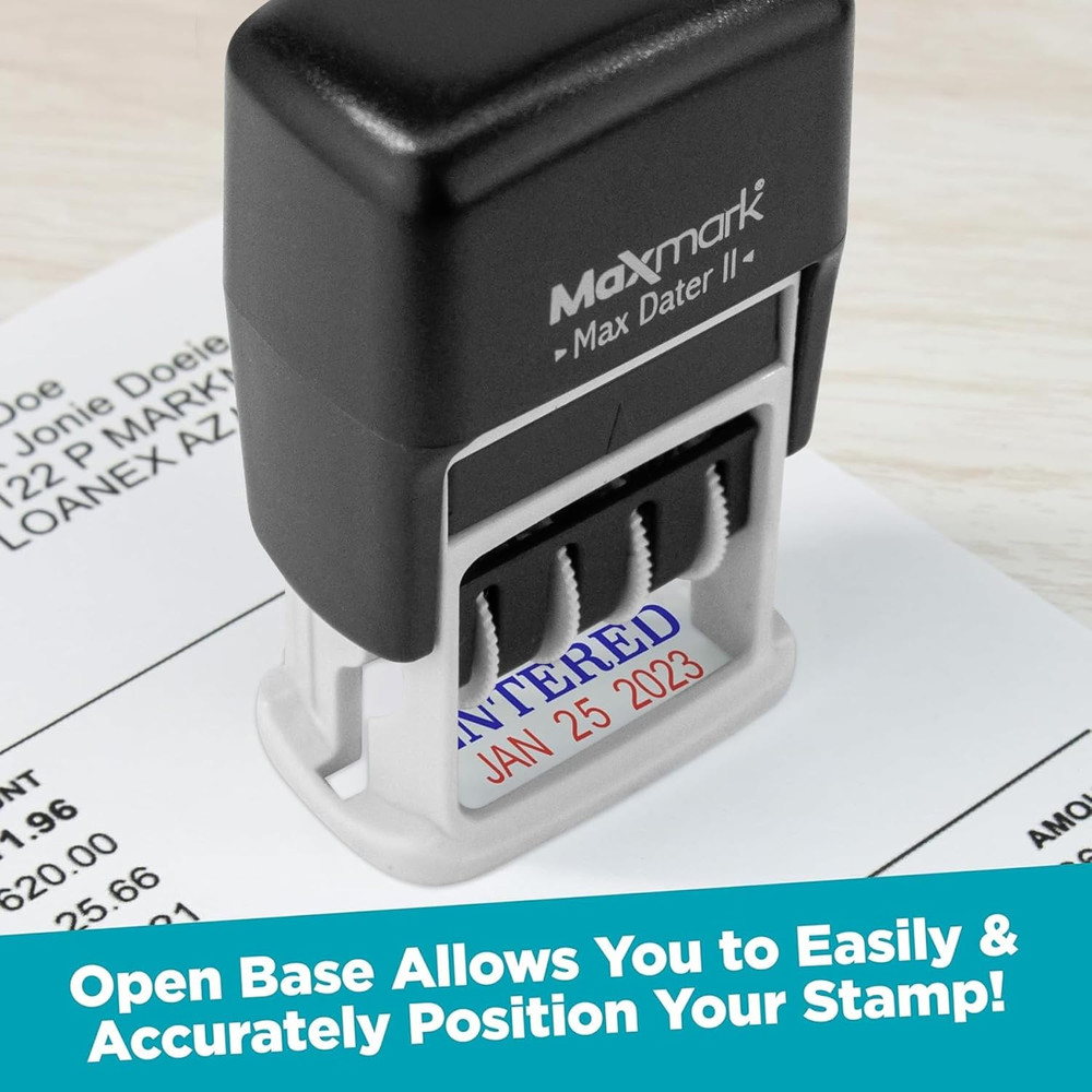Maxmark Self-Inking Rubber Date Office Stamp with Approved Phrase & Date