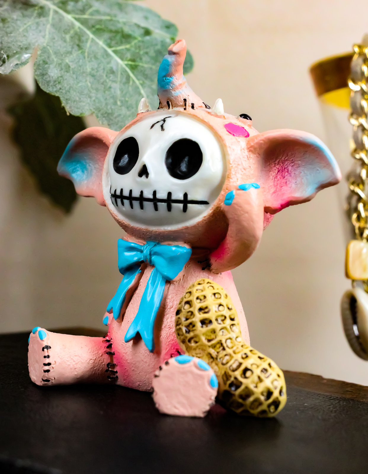 Ebros Gift Pink Elefun Elephant Furrybones Statue Display Mini Skeleton