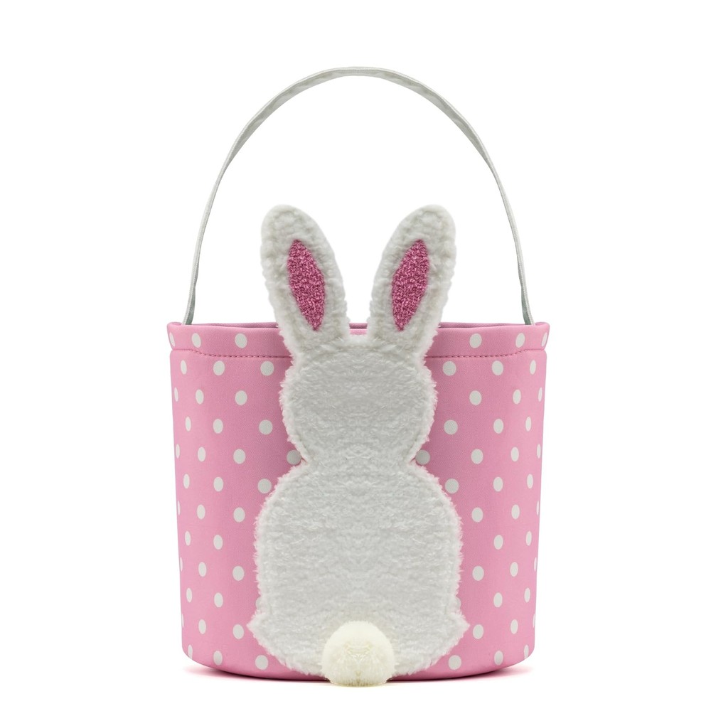 E-FirstFeeling Easter Bunny Basket, Egg Hunt Basket with Plush Bunny Design, ...