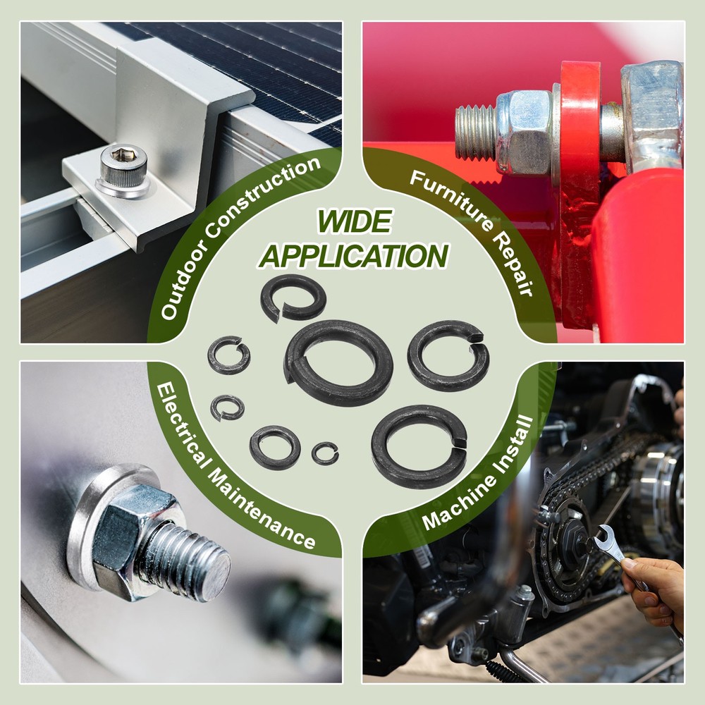 200 Pcs M3 Split Lock Washer Spring Lock Washer Spring Steel, Black