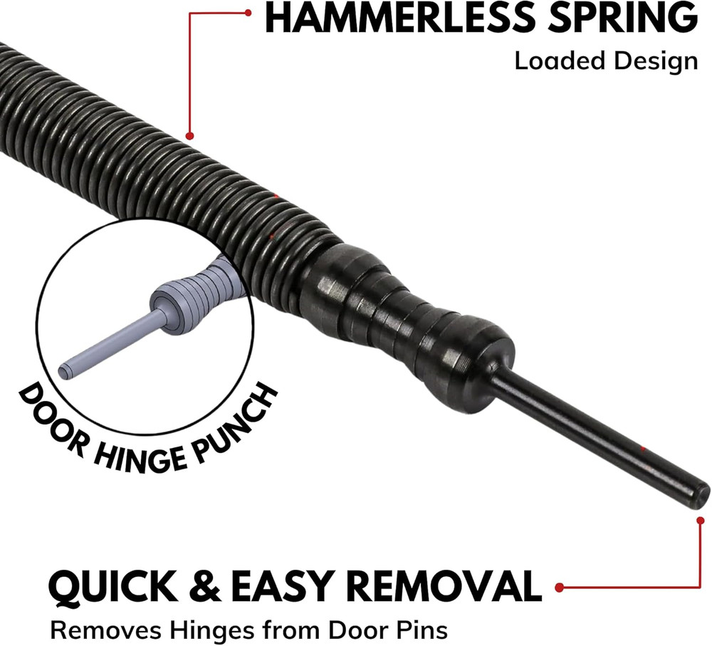 Door Hinge Pin Removal Tool – Spring-Driven Hinge Pin Punch & Steel-Faced Ham...