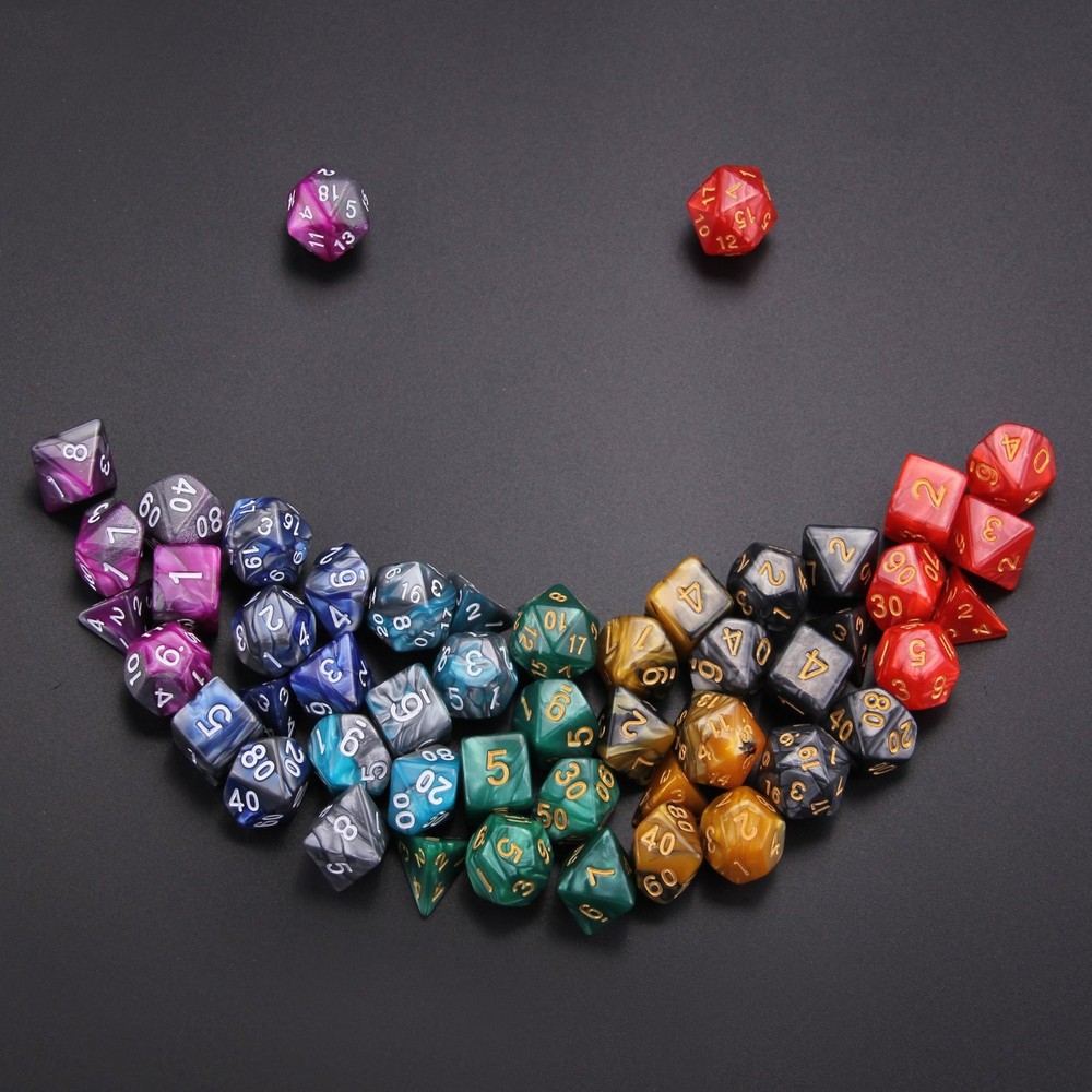 49PCS (7 Sets) Polyhedral Dice for Dungeons & Dragons D&D DND RPG with Pouches