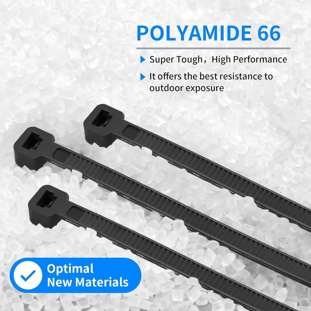 2000 PCS Zip Ties Assorted Sizes 4+6+8+10+12 Inch Self-locking Nylon Cable ties