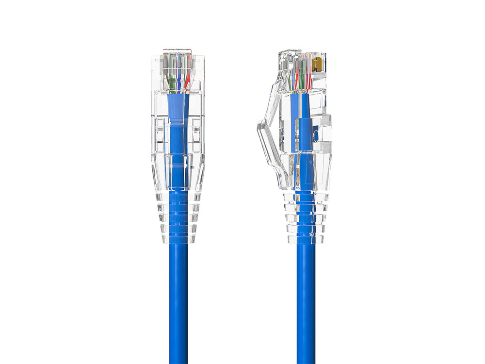 15ft Slim Cat6a 28AWG UTP Ethernet Network Patch Cable, Blue