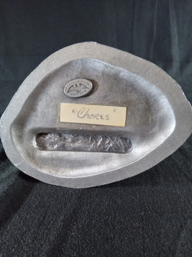 E. Robert Drury 1973 Pewter Figurine 'Boy Stacking Logs'