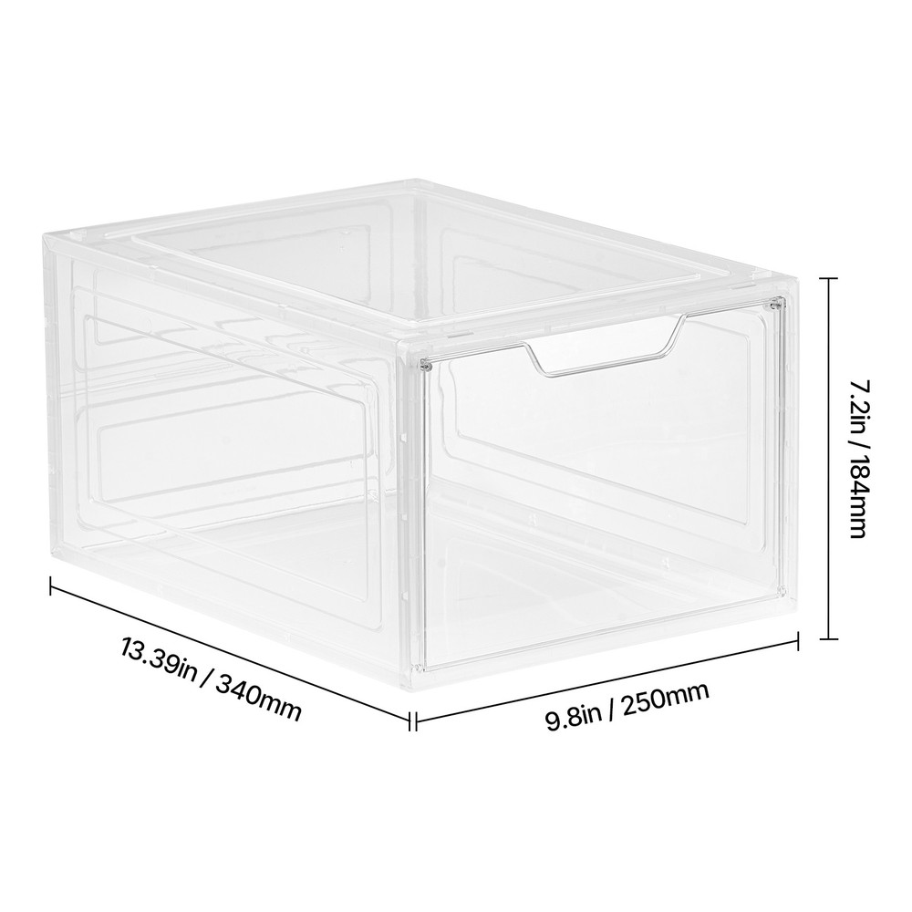 Shoe Storage Boxes 6 Pack Stackable Shoe Boxes US Size 13 Transparent White